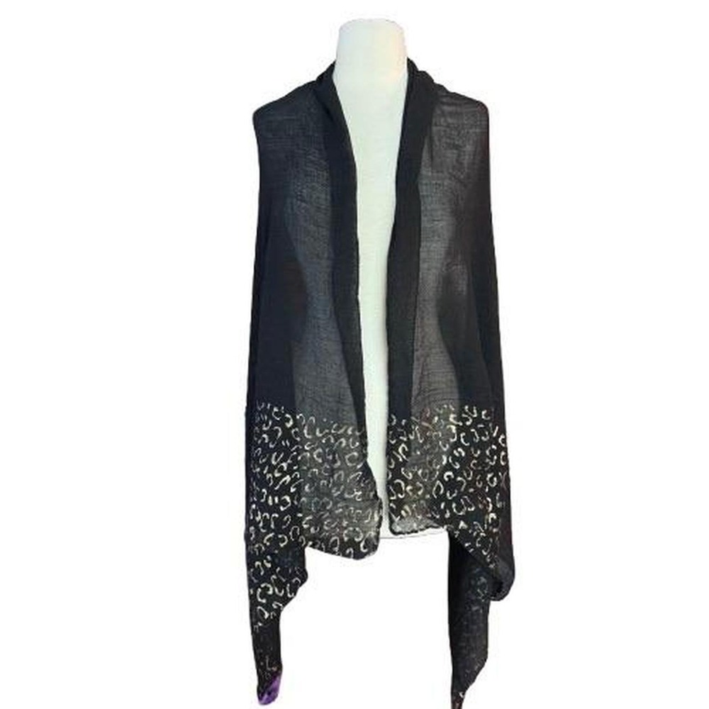 y2k Sheer black and gold leopard print cheetah scarf wrap Scene queen emo goth